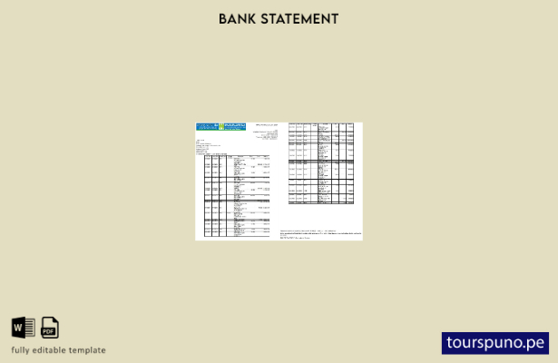 listo para imprimir plantilla de páginas de Word de extracto bancario indio de M